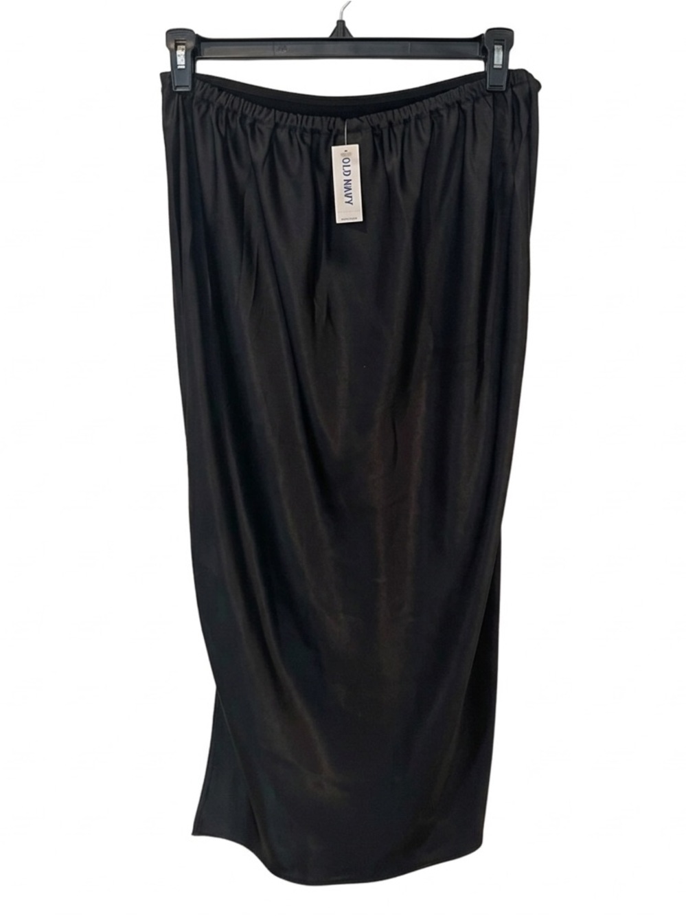 OLD NAVY Slip Skirt Black Solid Midi Satin-Look Size Small S - Picture 3 of 6